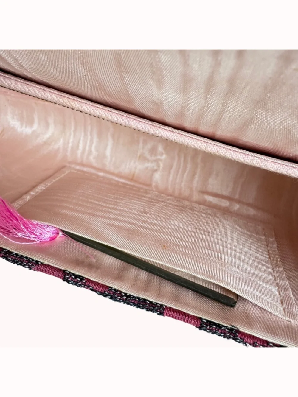 Vintage Pink Black Fabric Clutch Evening Bag Wedding Purse Formal Party Makeup